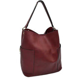 2-in-1 Chic Satchel Side Pocket Bucket Bag with Long Strap from Madeline Love