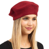 Trendy Fashionable Winter Stretchy Solid Beret Hat from Madeline Love