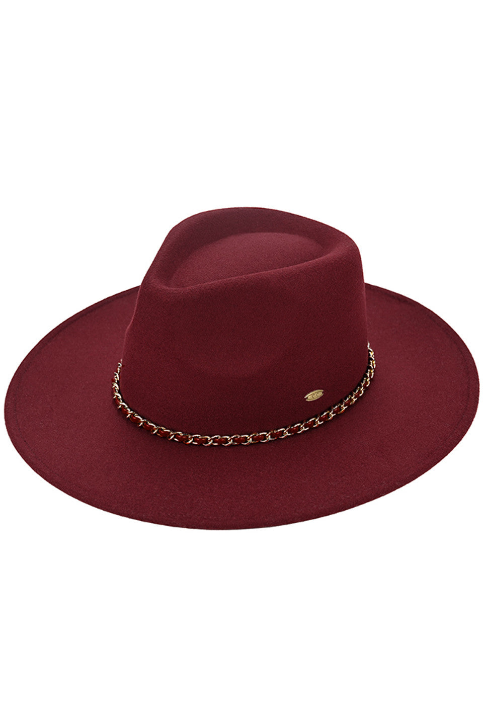 C.C Chain Trim Band Vegan Felt Panama Hat from Madeline Love