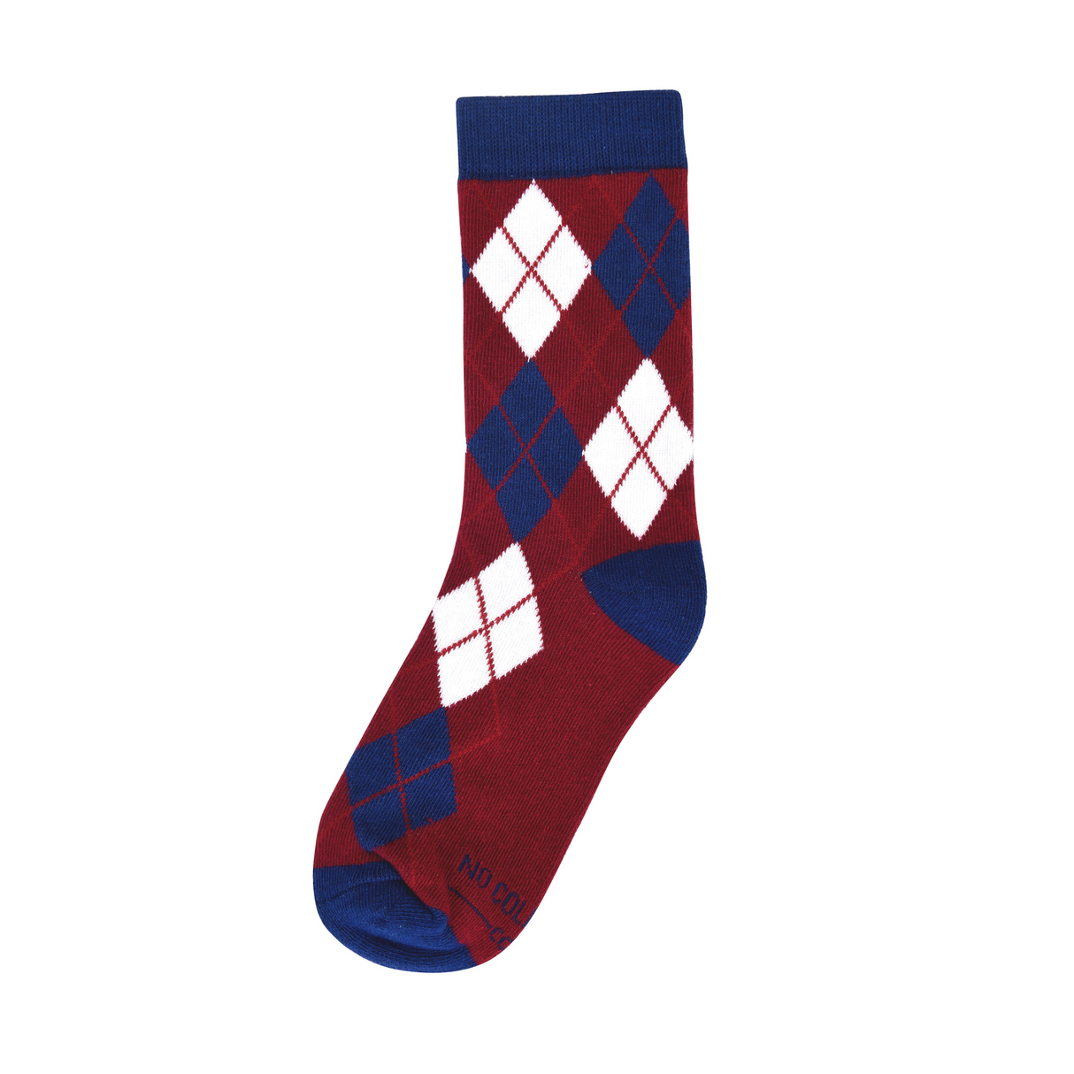 Burgundy and Navy Argyle Kids Socks from No Cold Feet