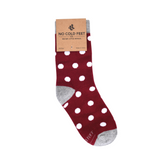 Burgundy with White Polka Dots Kids Socks from No Cold Feet