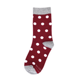 Burgundy with White Polka Dots Kids Socks from No Cold Feet