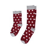 Burgundy with White Polka Dots Kids Socks from No Cold Feet