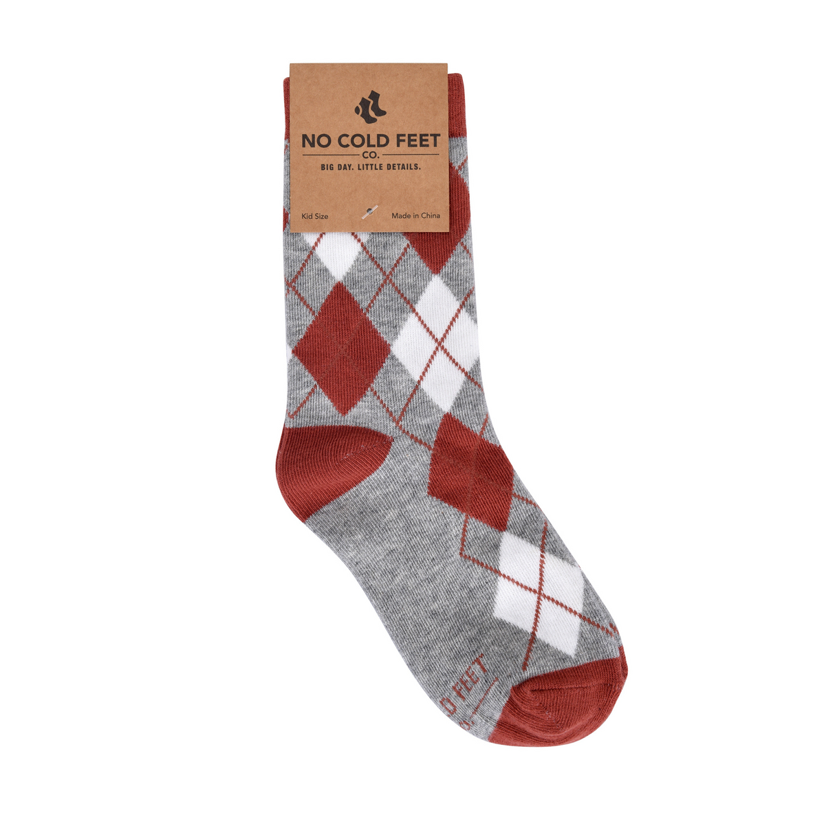 Burnt Orange Argyle Kids Socks from No Cold Feet