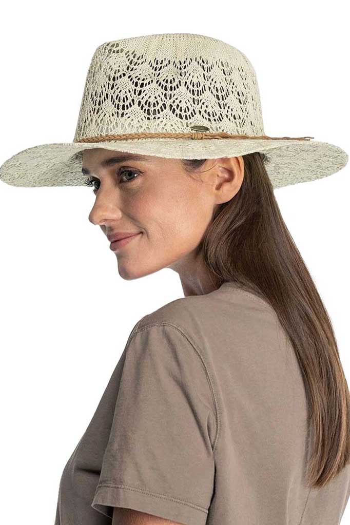 C.C Horseshoe Lace Knitting Trim Band Panama Hat from Madeline Love