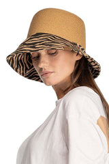 C.C Zebra Print Cloche Straw Bucket Hat from Madeline Love