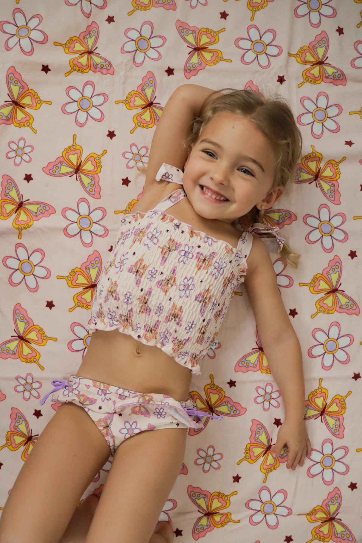 BLOSSOMIN’ BUTTERFLY DREAM SMOCKED TANKINI TWO PIECE SWIM SUIT from DREAM BIG LITTLE CO