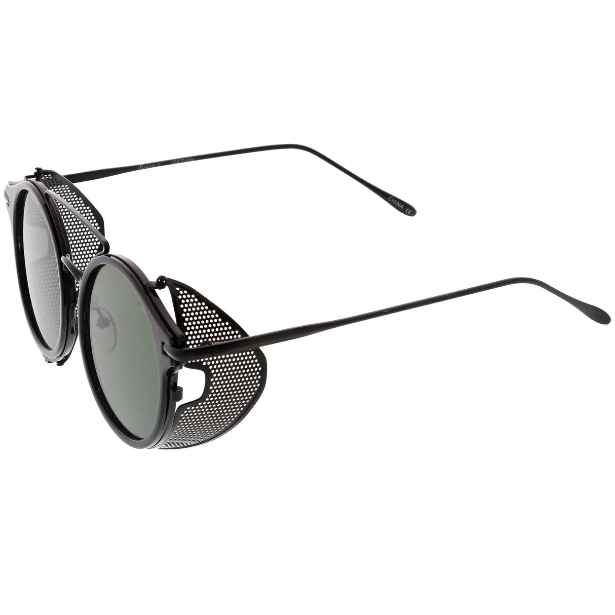 Vintage Dapper Steampunk Side Cover Round Sunglasses C083 from zeroUV
