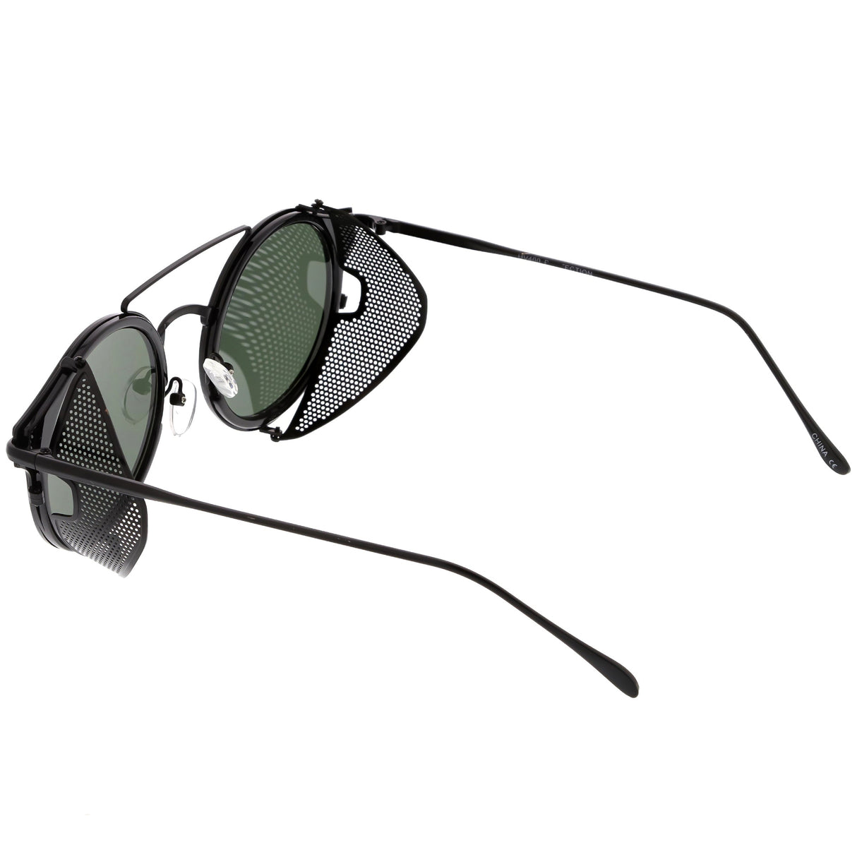 Vintage Dapper Steampunk Side Cover Round Sunglasses C083 from zeroUV