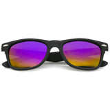 Flat Matte Black Mirrored Polarized Lens Horned Rim Sunglasses 8030 from zeroUV