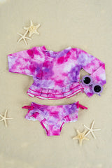 CANDY CLOUDS DREAM 2-PIECE RASH GUARD RUFFLE SWIM SUIT from DREAM BIG LITTLE CO