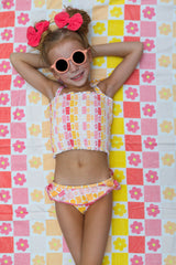 SUMMER SUNSET CHECKERS DREAM SMOCKED TANKINI TWO PIECE SWIM SUIT from DREAM BIG LITTLE CO