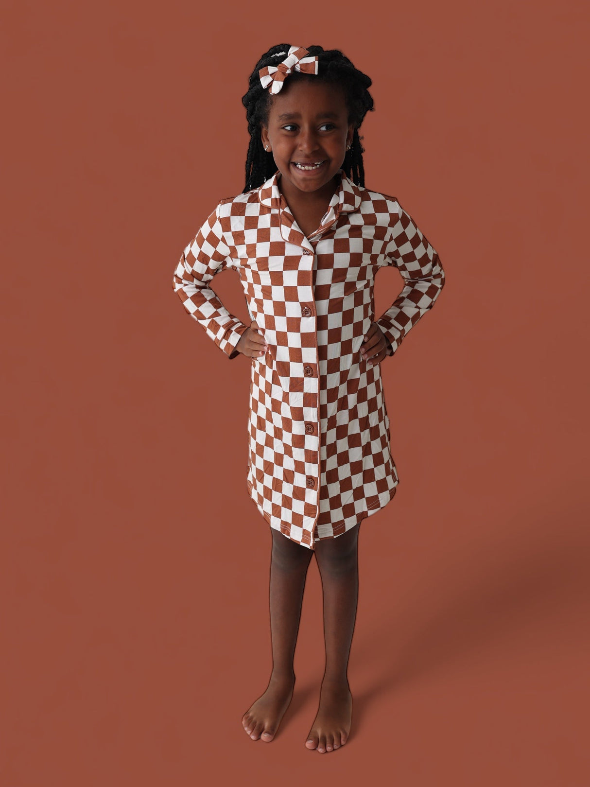 COPPER CHECKERS GIRL'S DREAM GOWN from DREAM BIG LITTLE CO
