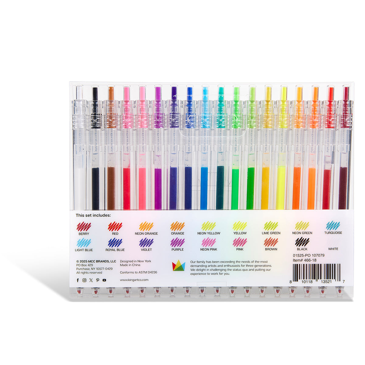 Gel Pens Retractable 18 Colors from KINGART