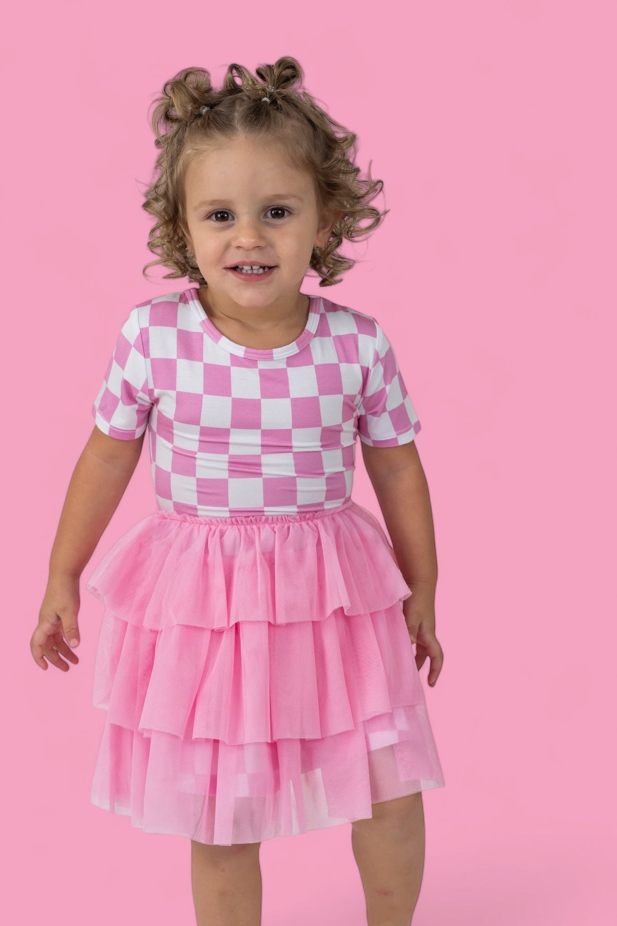 BUBBLEGUM CHECKERS DREAM TUTU DRESS from DREAM BIG LITTLE CO