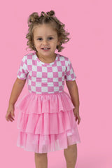 BUBBLEGUM CHECKERS DREAM TUTU DRESS from DREAM BIG LITTLE CO