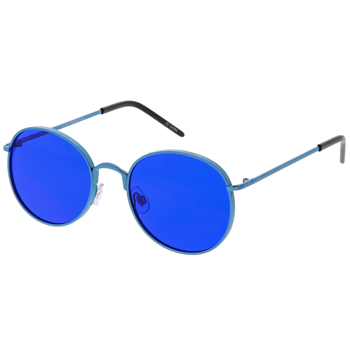 Retro Fashion Round Color Tone Colors Flat Lens Sunglasses C437 from zeroUV