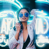 Retro Fashion Round Color Tone Colors Flat Lens Sunglasses C437 from zeroUV
