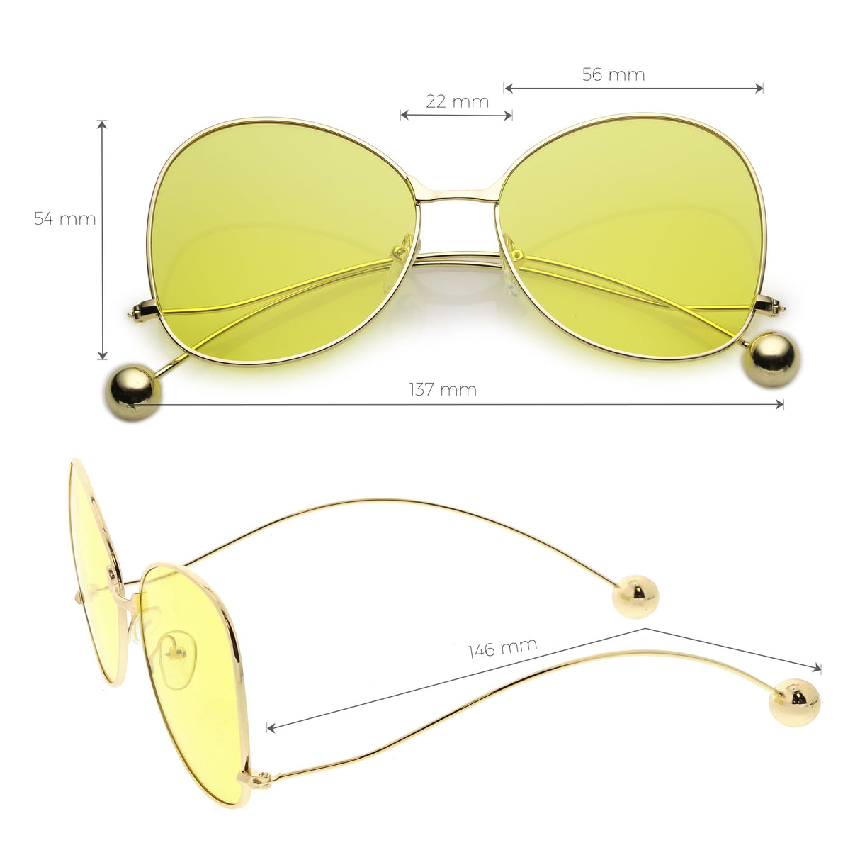 Women's Retro Oversize Butterfly Shape Color Tone Lens Sunglasses C443 from zeroUV