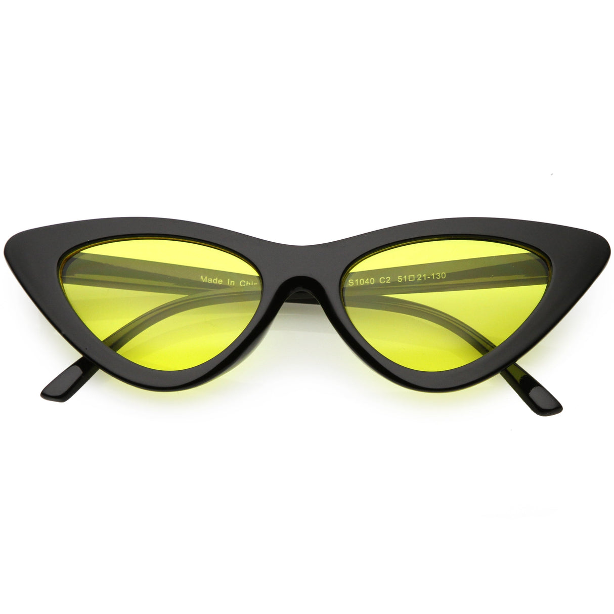 Women's Retro Flat Angle Colored Lens Black Frame Sunglasses C511 from zeroUV