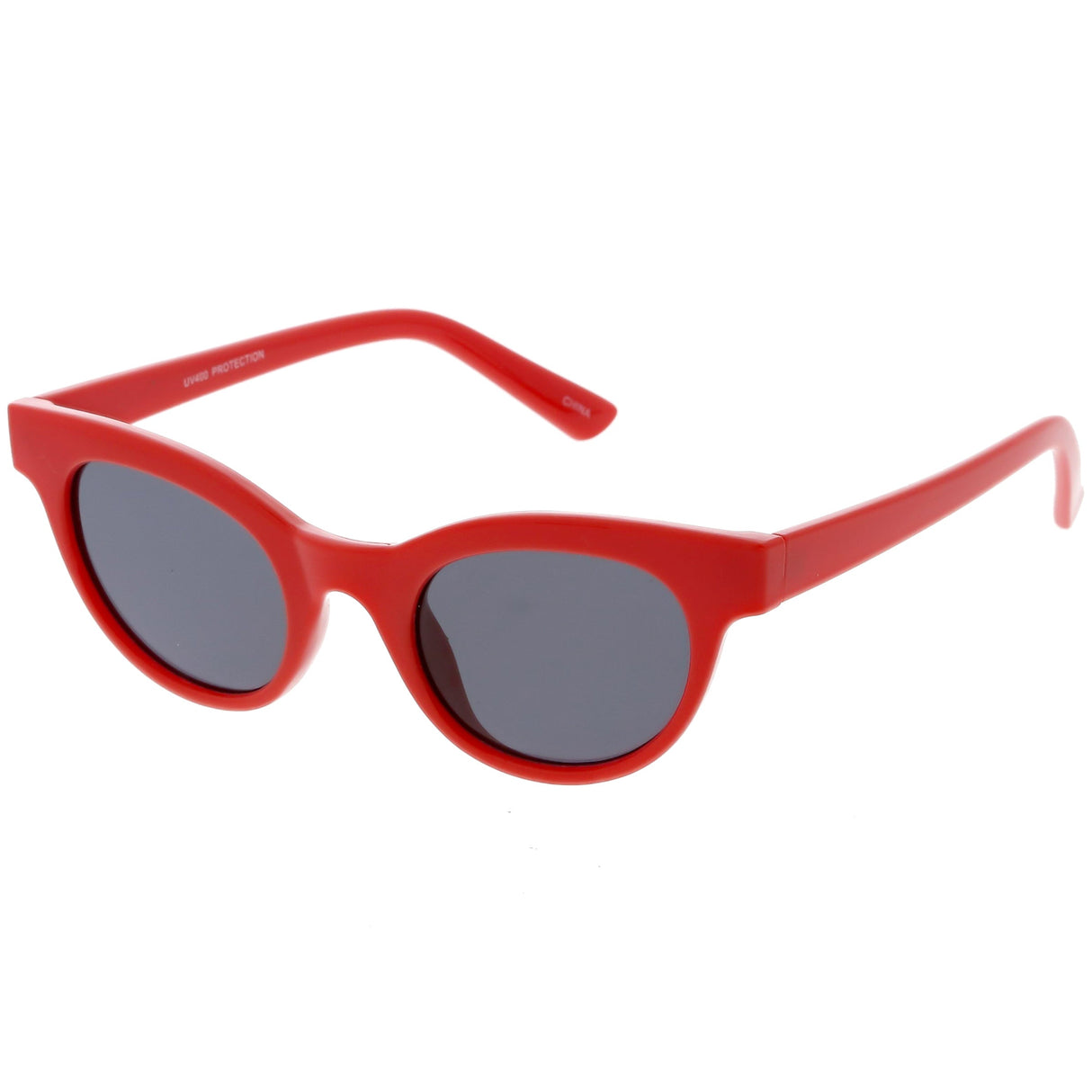 Women's Retro Horned Rim Cat Eye Narrow Flat Lens Sunglasses C514 from zeroUV