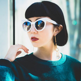 Women's Retro Horned Rim Cat Eye Narrow Flat Lens Sunglasses C514 from zeroUV
