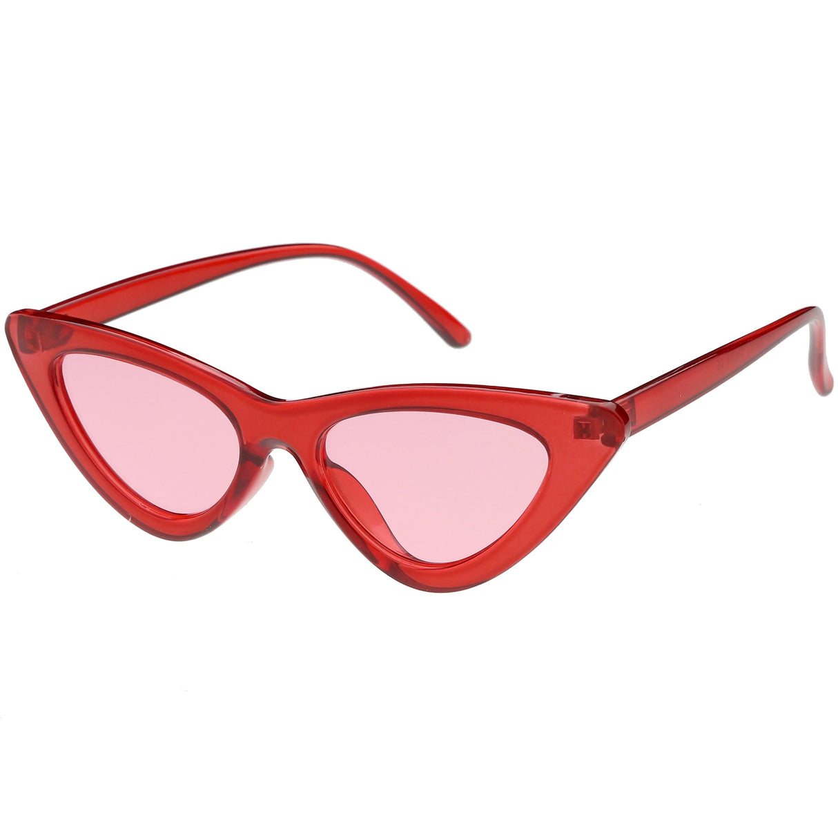 Women's Retro 1990's Narrow Flat Color Tone Lens Cat Eye Sunglasses C524 from zeroUV