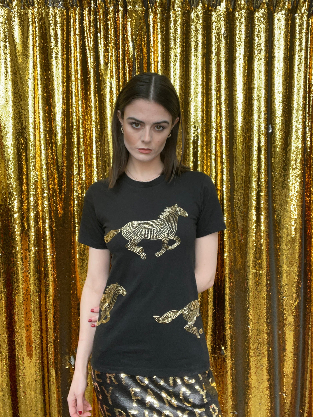 Any Old Iron Black Horsey Horsey T-Shirt from Any Old Iron