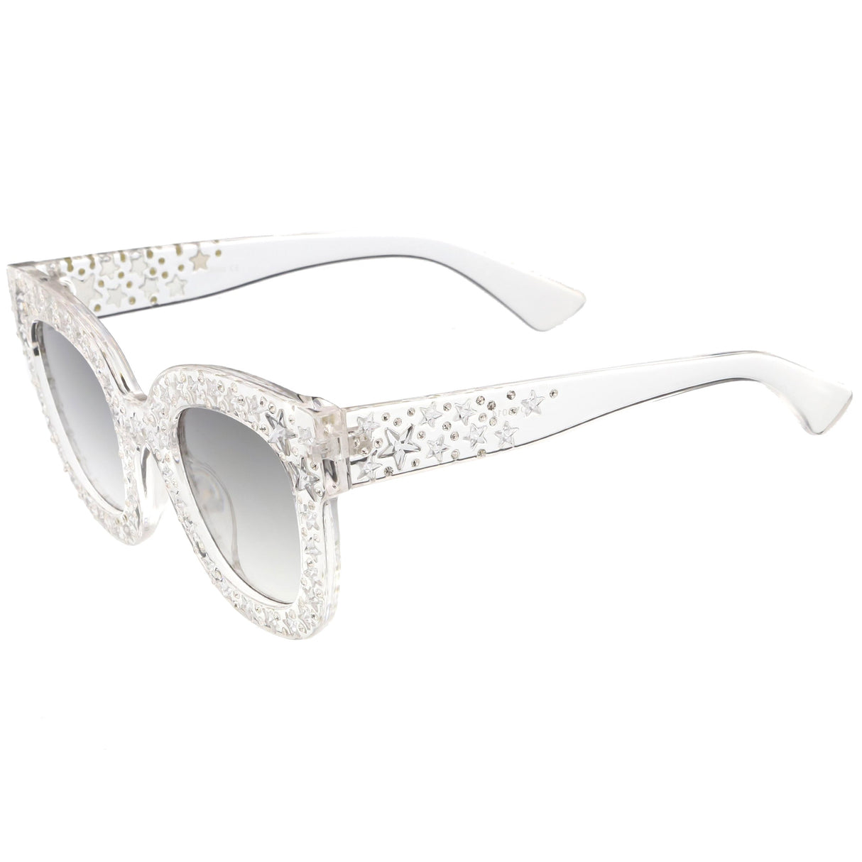 Women's Trendy Star Rhinestone Horned Rim Sunglasses C579 from zeroUV