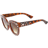 Women's Trendy Star Rhinestone Horned Rim Sunglasses C579 from zeroUV