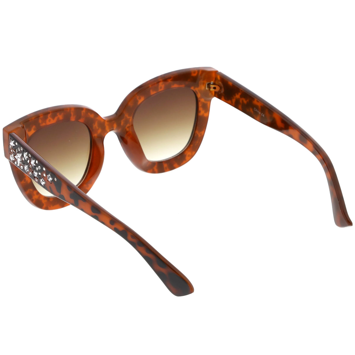 Women's Trendy Star Rhinestone Horned Rim Sunglasses C579 from zeroUV