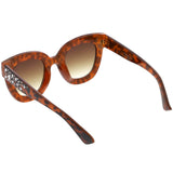Women's Trendy Star Rhinestone Horned Rim Sunglasses C579 from zeroUV