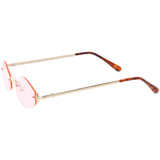 Small Rimless Color Tone Geometric Hexagon Sunglasses C591 from zeroUV
