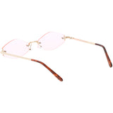Small Rimless Color Tone Geometric Hexagon Sunglasses C591 from zeroUV