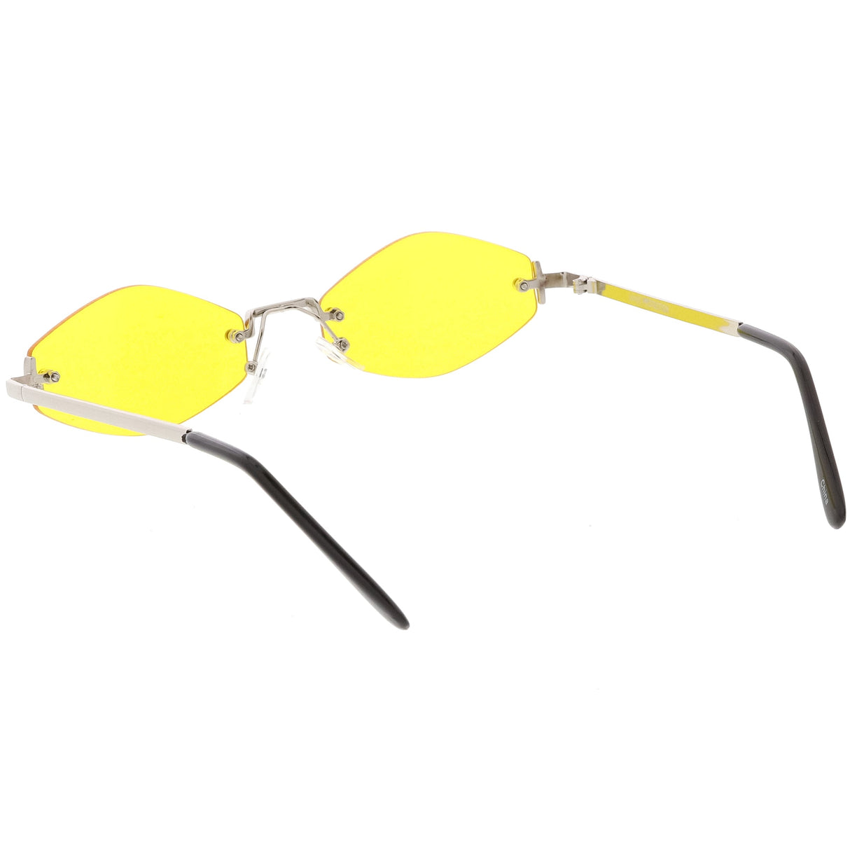 Small Rimless Color Tone Geometric Hexagon Sunglasses C591 from zeroUV