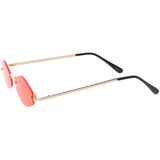 Small Rimless Color Tone Geometric Hexagon Sunglasses C591 from zeroUV