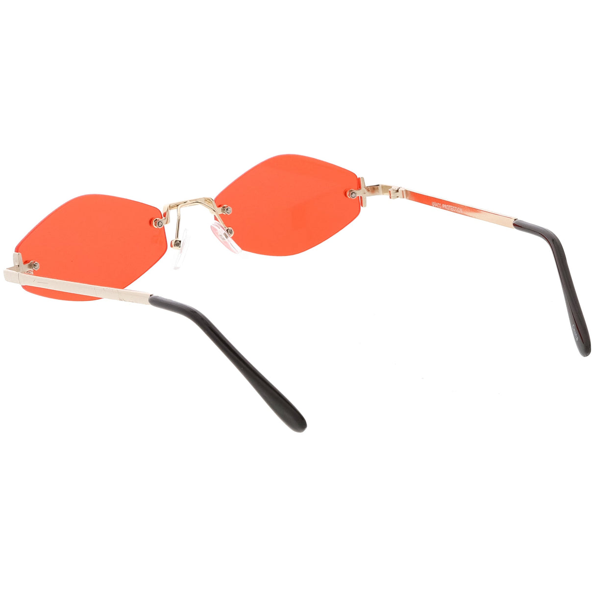Small Rimless Color Tone Geometric Hexagon Sunglasses C591 from zeroUV