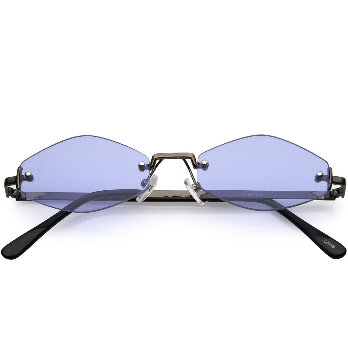 Small Rimless Color Tone Geometric Hexagon Sunglasses C591 from zeroUV