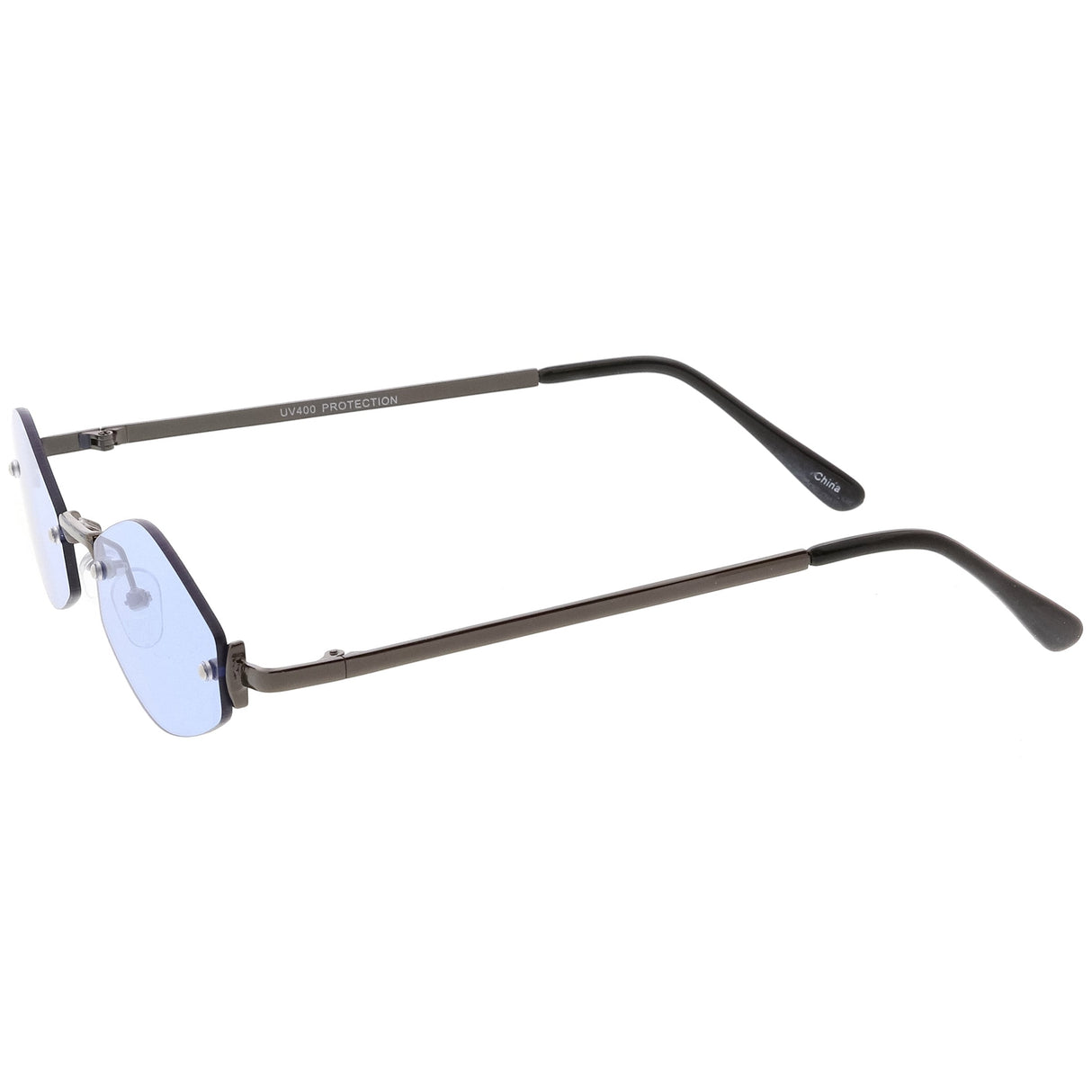 Small Rimless Color Tone Geometric Hexagon Sunglasses C591 from zeroUV