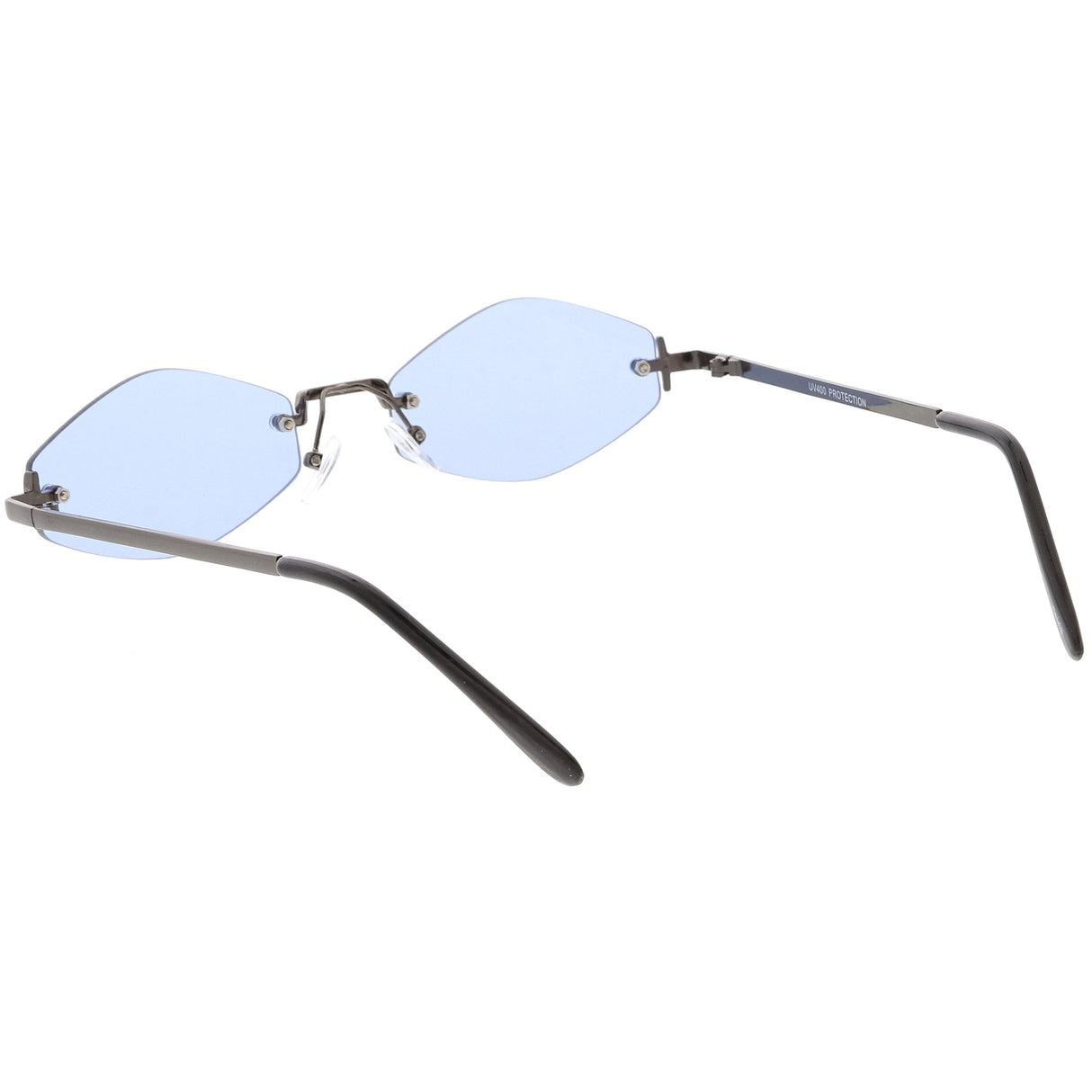 Small Rimless Color Tone Geometric Hexagon Sunglasses C591 from zeroUV