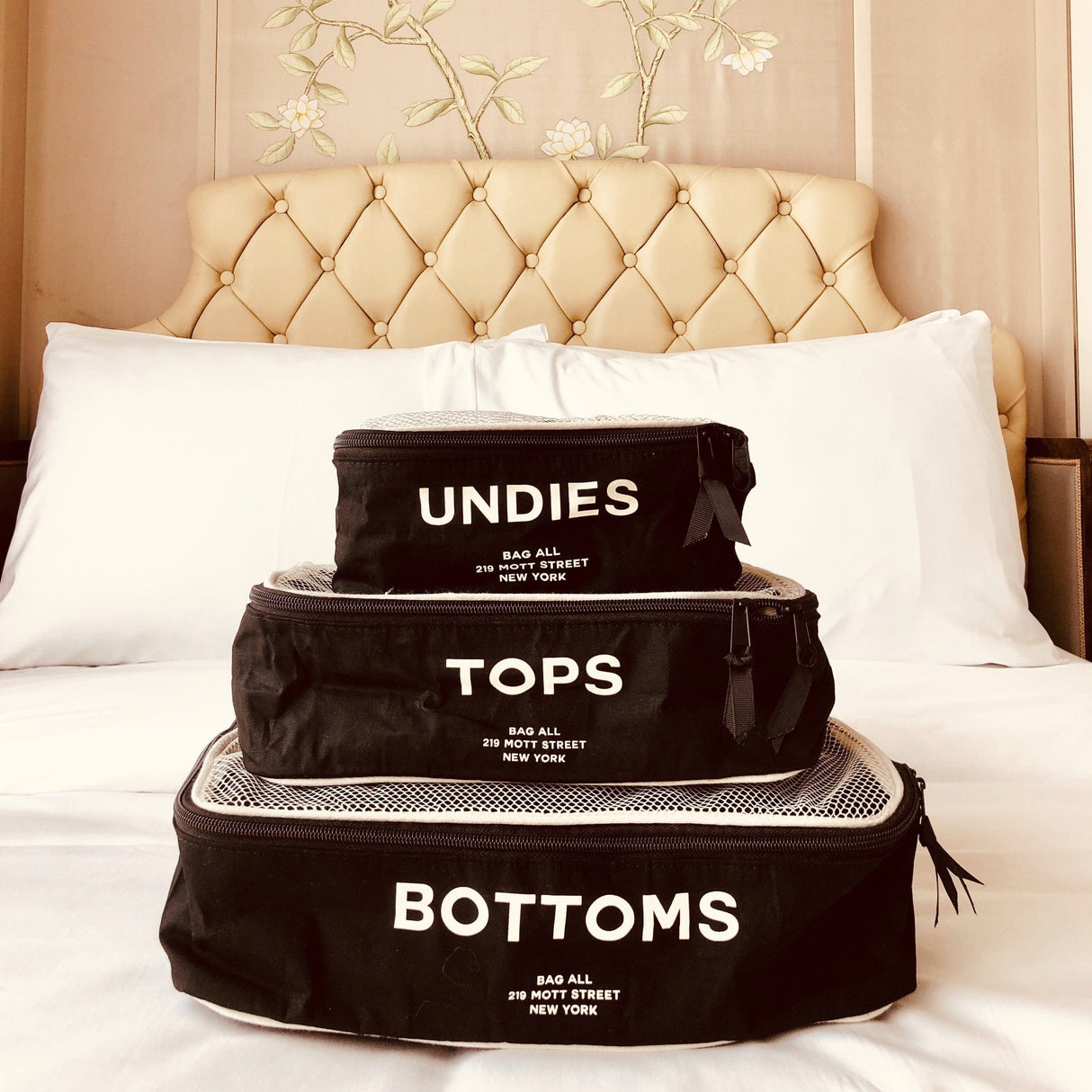 Cotton Packing Cubes, Print, 3-pack Black From Bag-all