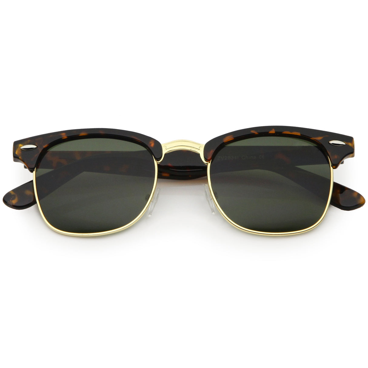 Classic Square Neutral Colored Lenses Horn Rimmed Sunglasses C771 from zeroUV