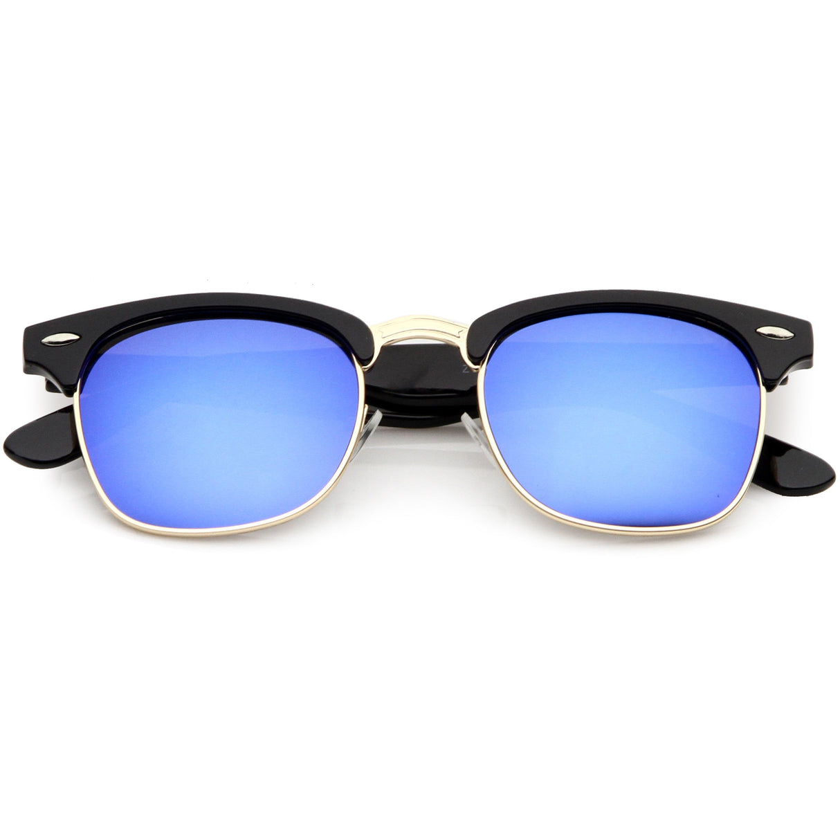 Classic Square Colored Mirrored Lens Horn Rimmed Sunglasses C772 from zeroUV