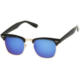 Classic Square Colored Mirrored Lens Horn Rimmed Sunglasses C772 from zeroUV