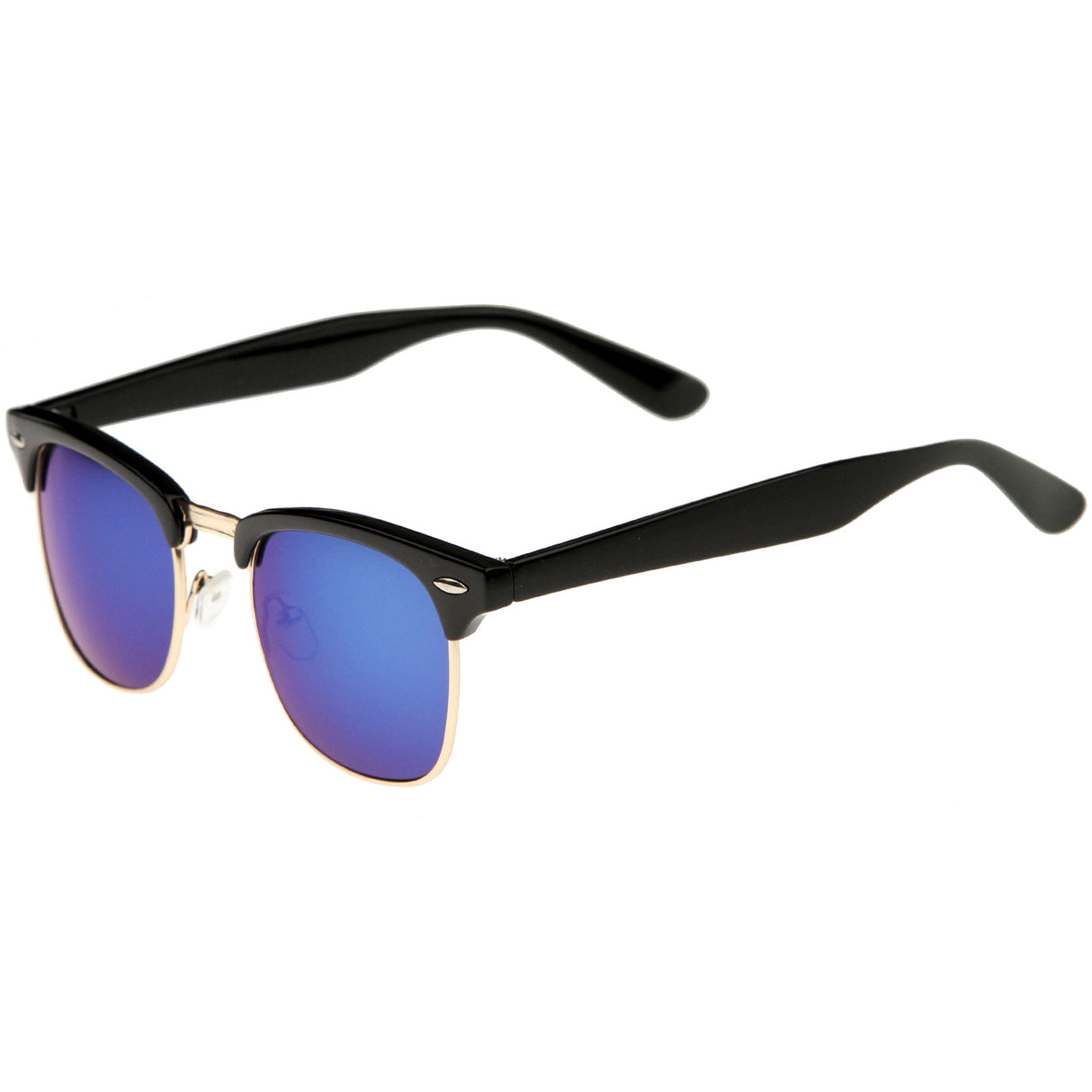 Classic Square Colored Mirrored Lens Horn Rimmed Sunglasses C772 from zeroUV