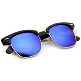 Classic Square Colored Mirrored Lens Horn Rimmed Sunglasses C772 from zeroUV