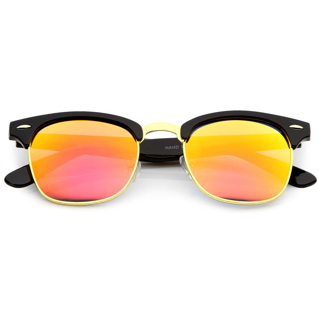 Classic Square Colored Mirrored Lens Horn Rimmed Sunglasses C772 from zeroUV