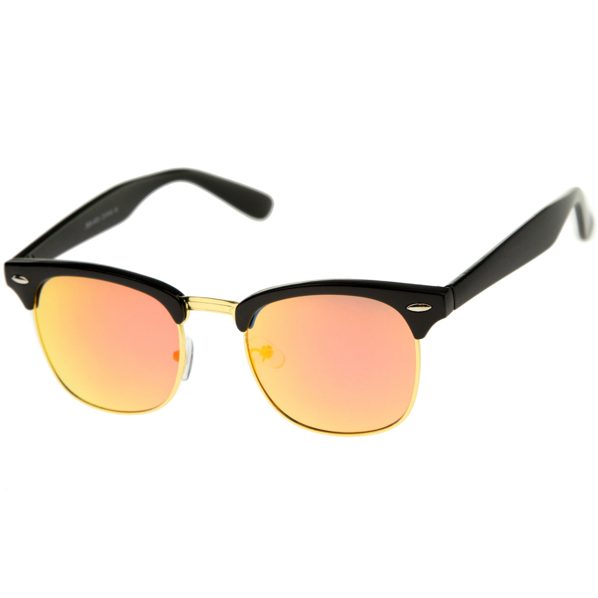 Classic Square Colored Mirrored Lens Horn Rimmed Sunglasses C772 from zeroUV