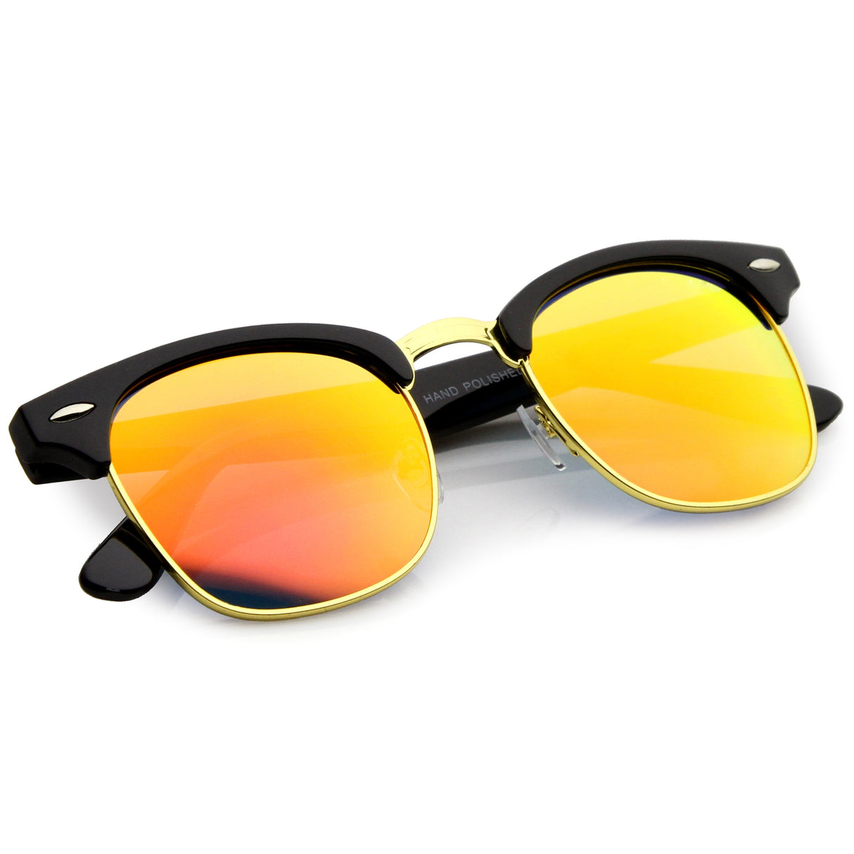 Classic Square Colored Mirrored Lens Horn Rimmed Sunglasses C772 from zeroUV