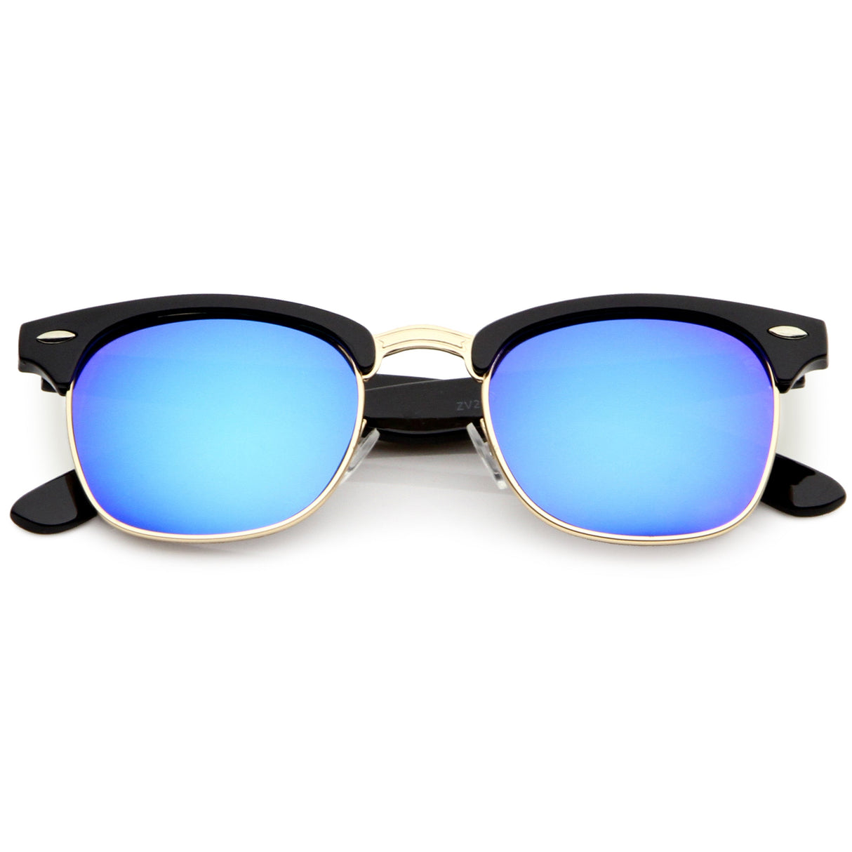 Classic Square Colored Mirrored Lens Horn Rimmed Sunglasses C772 from zeroUV